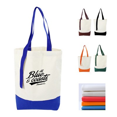 Two Tone Canvas Tote Bag with Snap