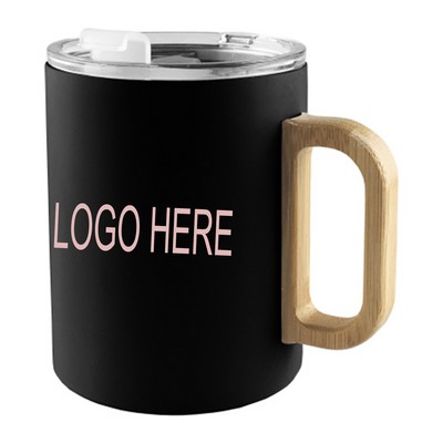 Stainless Steel Vacuum Cup Tumbler With Bamboo handle