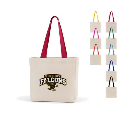 Cotton Colored Handle Tote with Gusset