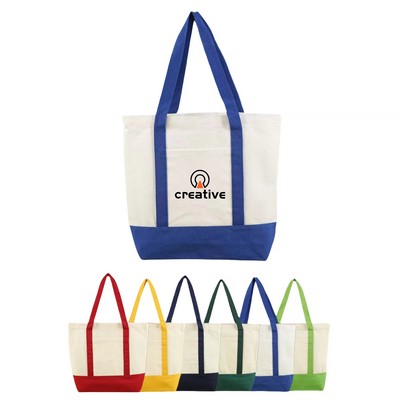 Two Tone Cotton Canvas Tote Bag