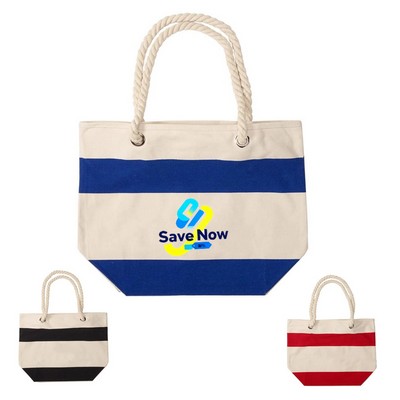 16 oz.Striped Canvas Tote with Rope Handles
