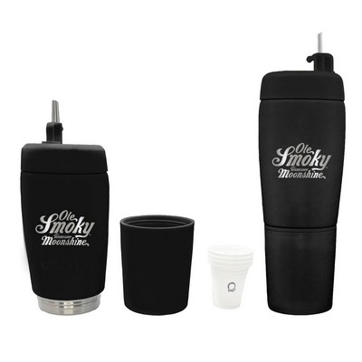 Pour Caddy 20 oz Flask Set - Laser Engraved